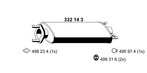 Средний глушитель выхлопных газов ERNST 332149