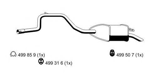 Глушитель выхлопных газов конечный ERNST 343114
