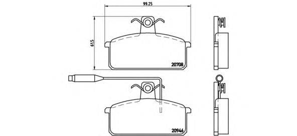 Комплект тормозных колодок, дисковый тормоз BREMBO P23024