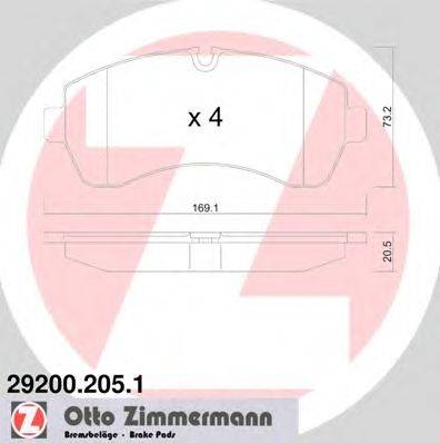 Комплект тормозных колодок, дисковый тормоз ZIMMERMANN 29200