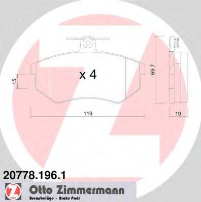 Комплект тормозных колодок, дисковый тормоз ZIMMERMANN 207781961