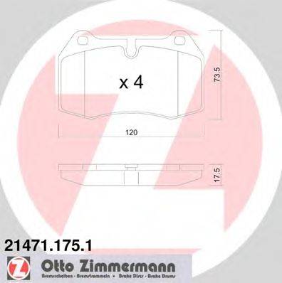 Комплект тормозных колодок, дисковый тормоз ZIMMERMANN 214711751