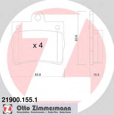 Комплект тормозных колодок, дисковый тормоз ZIMMERMANN 219001551
