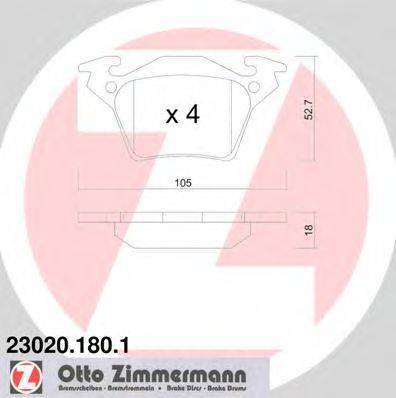 Комплект тормозных колодок, дисковый тормоз ZIMMERMANN 230201801