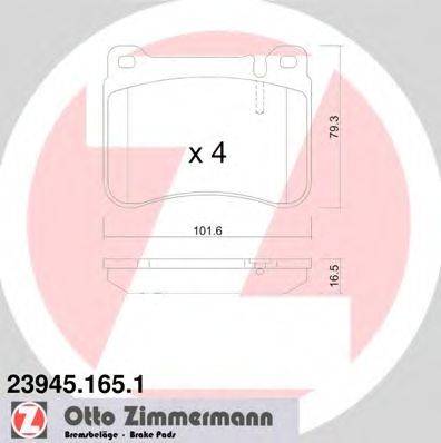 Комплект тормозных колодок, дисковый тормоз ZIMMERMANN 239451651
