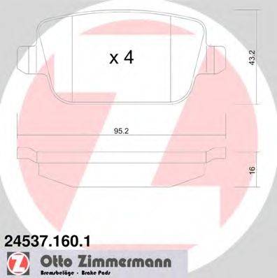Комплект тормозных колодок, дисковый тормоз ZIMMERMANN 24537