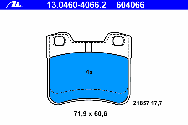 Комплект тормозных колодок, дисковый тормоз ATE 13.0460-4066.2