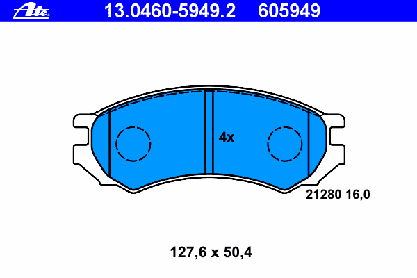 Комплект тормозных колодок, дисковый тормоз ATE 13.0460-5949.2