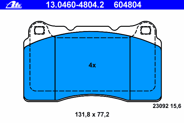 Комплект тормозных колодок, дисковый тормоз ATE 13.0460-4804.2