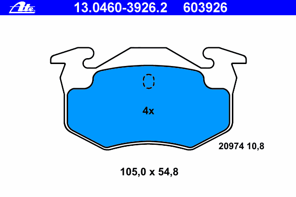 Комплект тормозных колодок, дисковый тормоз ATE 13.0460-3926.2