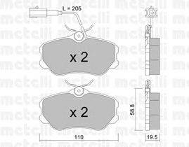 Комплект тормозных колодок, дисковый тормоз METELLI 22-0074-0