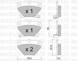 Комплект тормозных колодок, дисковый тормоз METELLI 22-0424-0