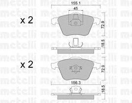 Комплект тормозных колодок, дисковый тормоз METELLI 22-0549-3