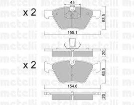 Комплект тормозных колодок, дисковый тормоз METELLI 22-0557-3