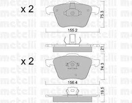 Комплект тормозных колодок, дисковый тормоз METELLI 22-0599-0