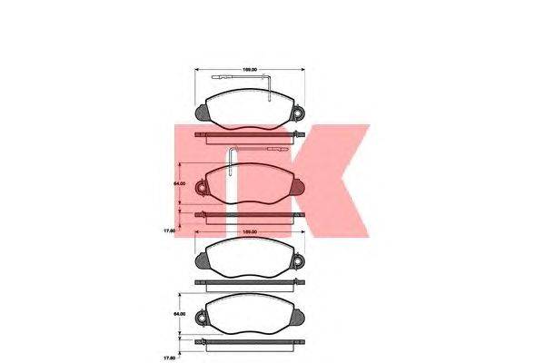 Комплект тормозных колодок, дисковый тормоз NK 222263