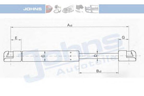 Газовая пружина, капот JOHNS 55 15 03-91