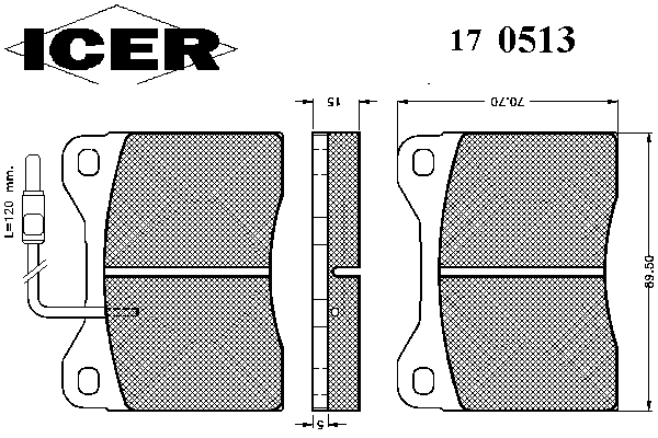 Комплект тормозных колодок, дисковый тормоз ICER 170513