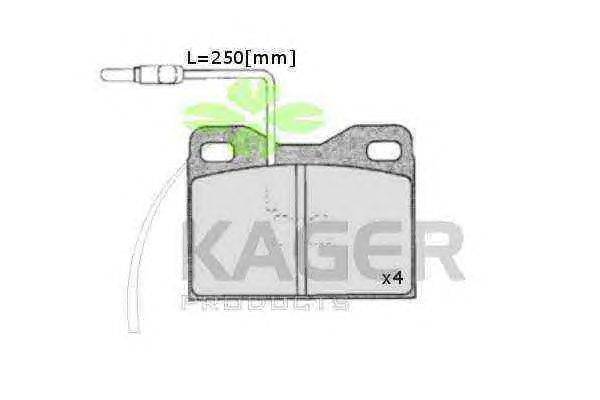 Комплект тормозных колодок, дисковый тормоз KAGER 350399
