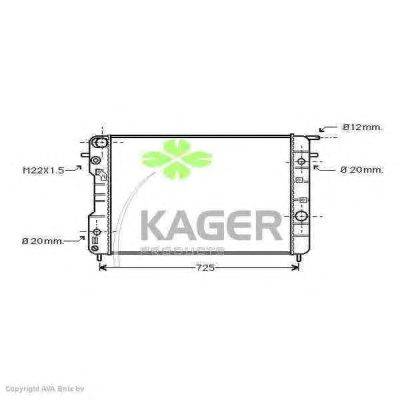 Радиатор, охлаждение двигателя KAGER 312786