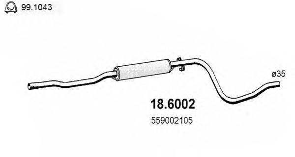 Средний глушитель выхлопных газов ASSO 186002