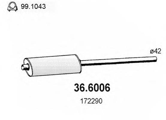 Средний глушитель выхлопных газов ASSO 36.6006
