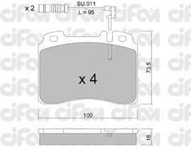 Комплект тормозных колодок, дисковый тормоз CIFAM 822-667-1K