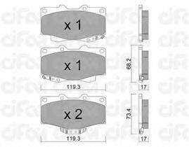 Комплект тормозных колодок, дисковый тормоз CIFAM 822-129-2
