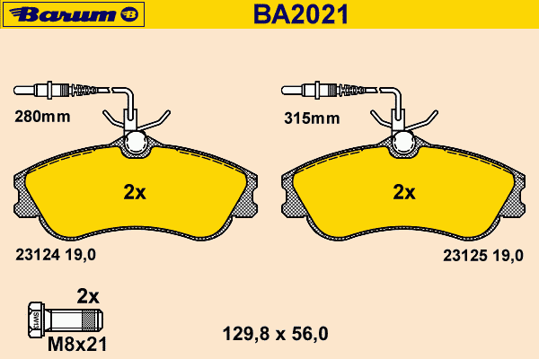 Комплект тормозных колодок, дисковый тормоз BARUM 23124