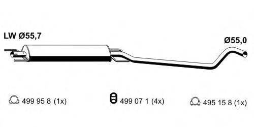 Средний глушитель выхлопных газов ERNST 056076