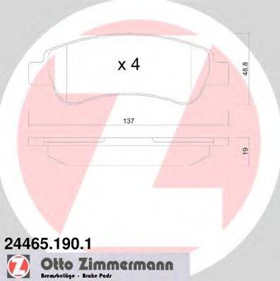 Комплект тормозных колодок, дисковый тормоз ZIMMERMANN 24465.190.1