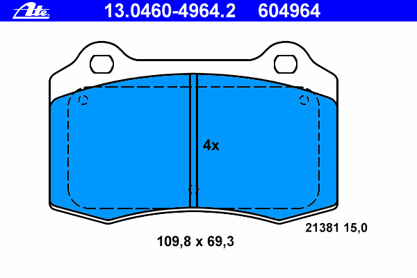 Комплект тормозных колодок, дисковый тормоз ATE 13.0460-4964.2