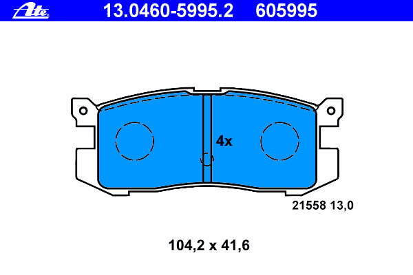 Комплект тормозных колодок, дисковый тормоз ATE 21558