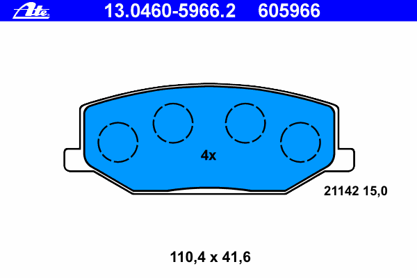 Комплект тормозных колодок, дисковый тормоз ATE 13046059662