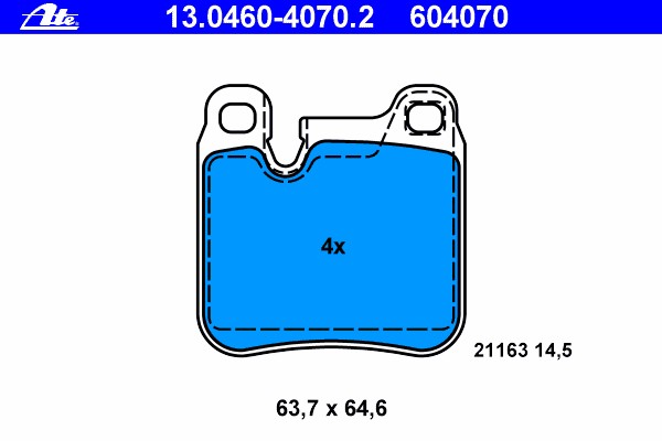 Комплект тормозных колодок, дисковый тормоз ATE 13.0460-4070.2