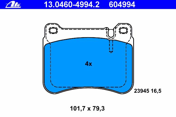 Комплект тормозных колодок, дисковый тормоз ATE 13.0460-4994.2