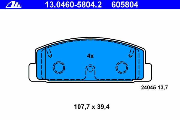 Комплект тормозных колодок, дисковый тормоз ATE 24045
