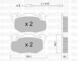 Комплект тормозных колодок, дисковый тормоз METELLI 22-0037-0