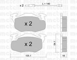 Комплект тормозных колодок, дисковый тормоз METELLI 22-0037-2