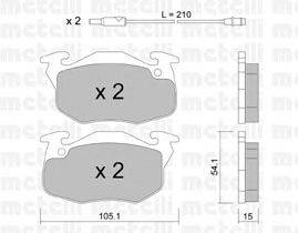 Комплект тормозных колодок, дисковый тормоз METELLI 22-0037-3