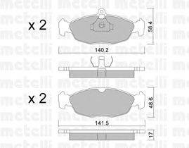Комплект тормозных колодок, дисковый тормоз METELLI 22-0077-0