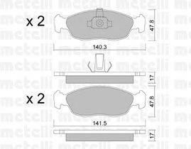 Комплект тормозных колодок, дисковый тормоз METELLI 2201561