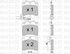 Комплект тормозных колодок, дисковый тормоз METELLI 22-0163-2
