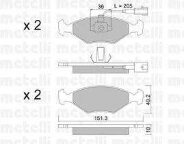 Комплект тормозных колодок, дисковый тормоз METELLI 22-0273-0