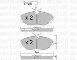 Комплект тормозных колодок, дисковый тормоз METELLI 22-0338-1
