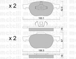 Комплект тормозных колодок, дисковый тормоз METELLI 22-0534-0
