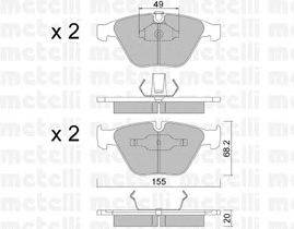 Комплект тормозных колодок, дисковый тормоз METELLI 22-0558-0