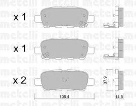 Комплект тормозных колодок, дисковый тормоз METELLI 22-0612-0