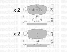 Комплект тормозных колодок, дисковый тормоз METELLI 22-0800-0