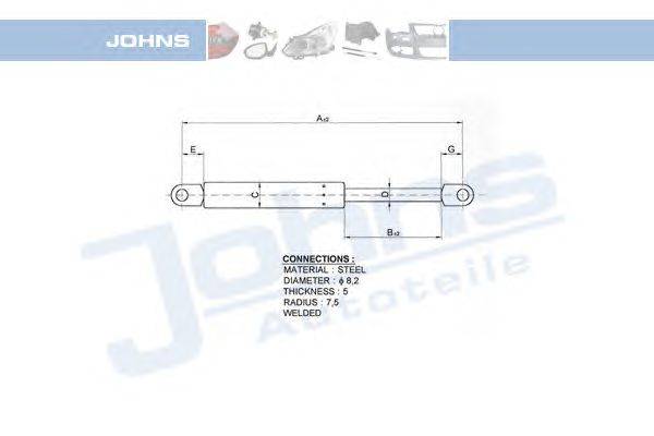 Газовая пружина, капот JOHNS 13 07 03-91